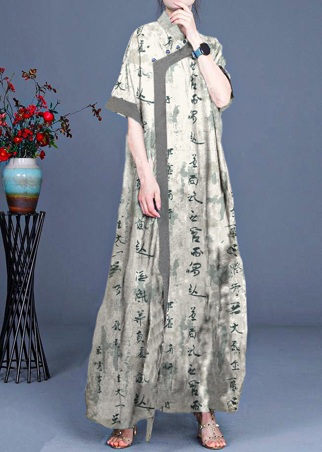 Classy Black Metal Patchwork Oriental Long Dress Summer
