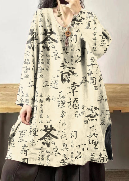 Yellow Flower V Neck Embroidered Patchwork Linen Mid Dresses Fall