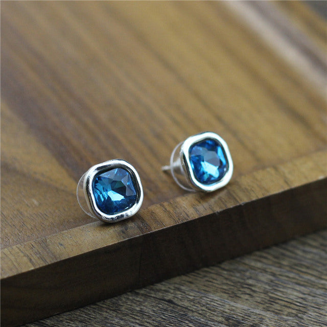 Small Crystal Earrings In Silver