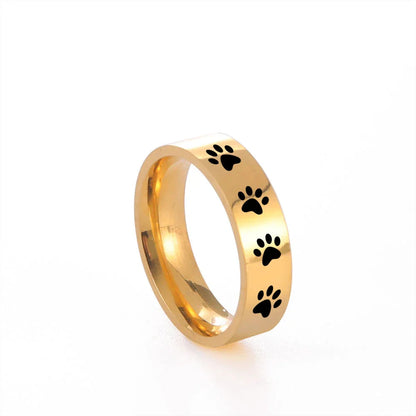 Handcrafted Paw Print Ring In Stainless Steel