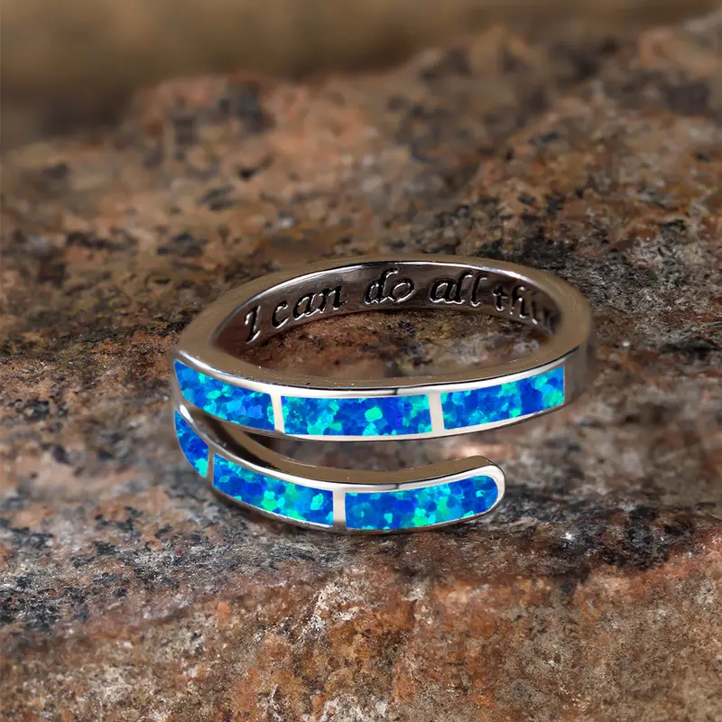 Blue Opal Silver Ring