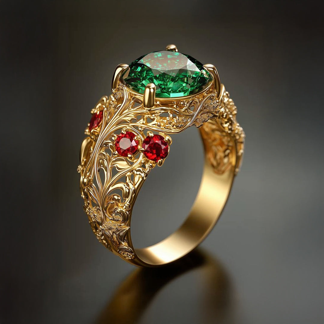 Regal Emerald Garden Ring