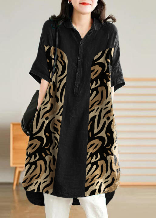 Jade Green Cashew Nuts Linen Linen Shirt Dress