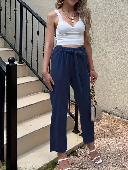 CD | Pantaloni casual cu talie cu nasturi pentru femei