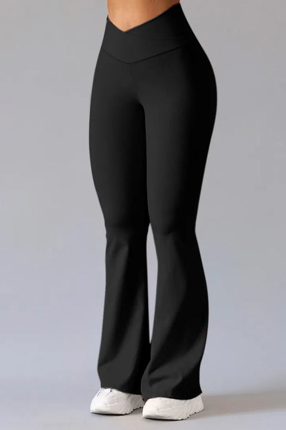 CD | Pantaloni sport din tricot de nervuri cu talie tăiată