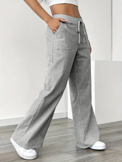 CD | Pantaloni eleganți cu dungi și buzunare