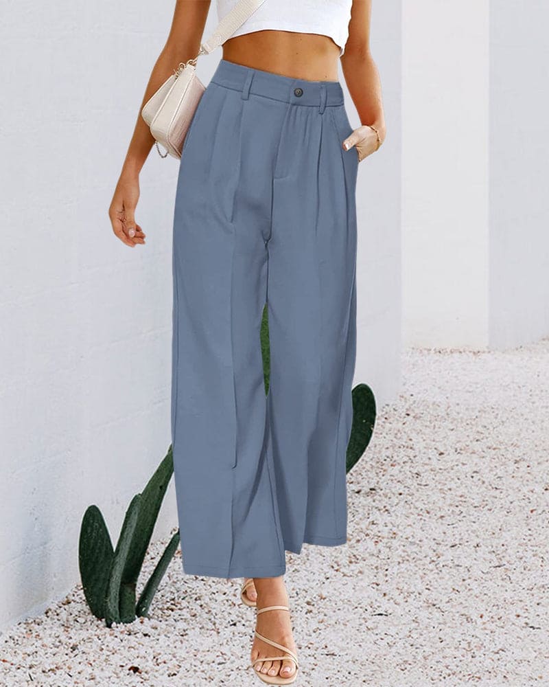 CD | Pantaloni eleganți cu talie înaltă și picior lat pentru femei