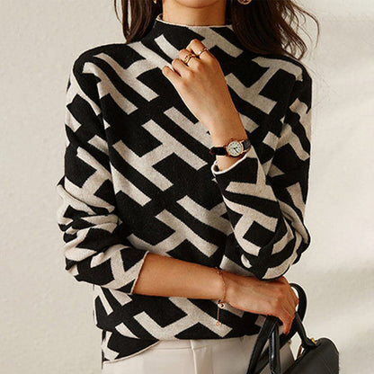 CD | Pulover tricotat geometric chic
