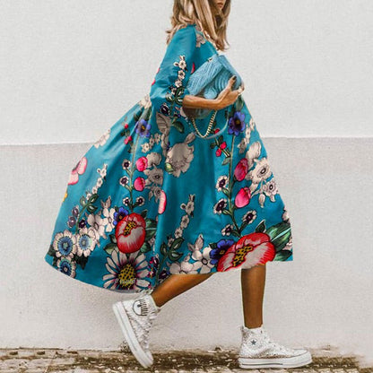 CD | Rochie midi fluidă cu model floral