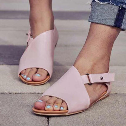 CD | Femei Peep Toe Buckle Flats Sandale