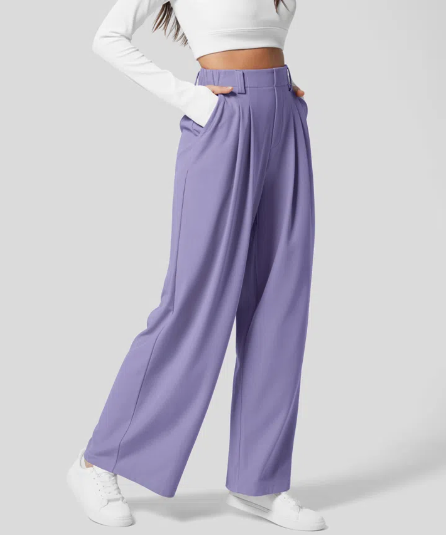 CD | Pantaloni elastici eleganți cu talie înaltă