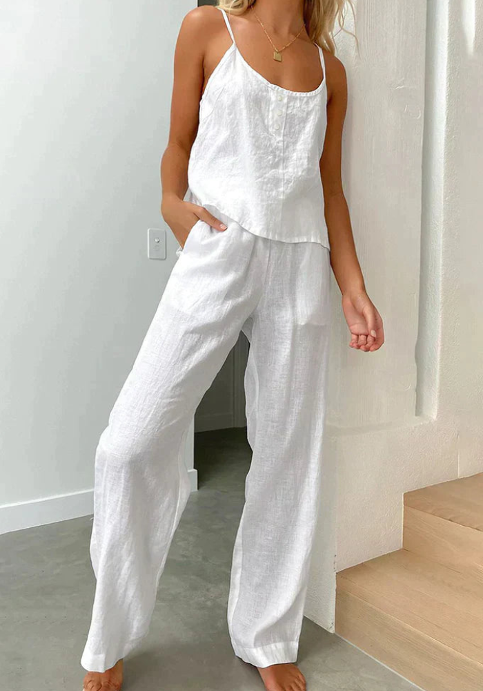 CD | Set de pantaloni și top fără mâneci casual pentru femei