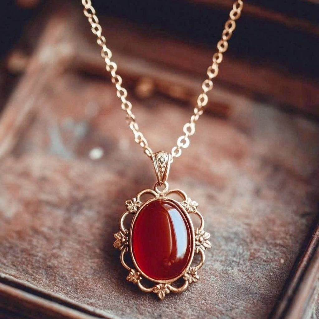 Vintage Ruby Oval Necklace