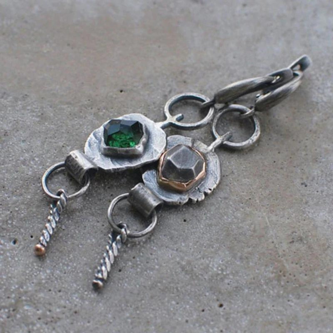 Boho Two Tone Zirconia Earrings In Silver