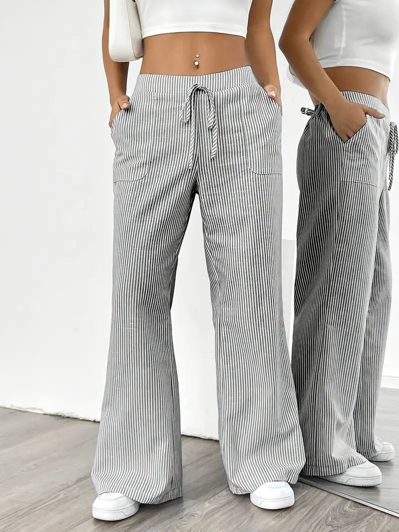 CD | Pantaloni eleganți cu dungi și buzunare