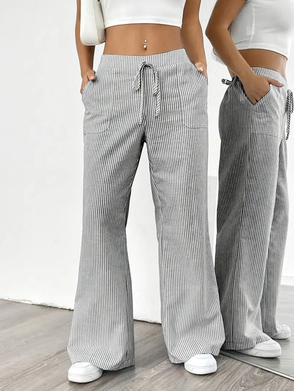 CD | Pantaloni eleganți cu dungi și buzunare
