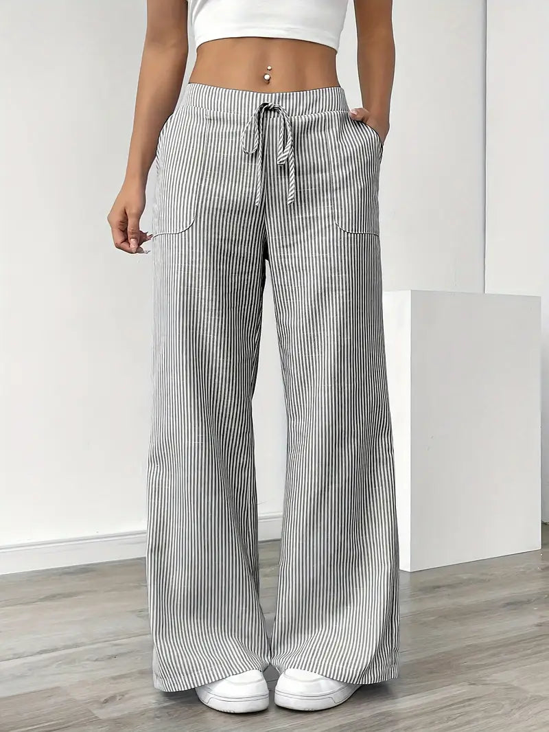 CD | Pantaloni eleganți cu dungi și buzunare