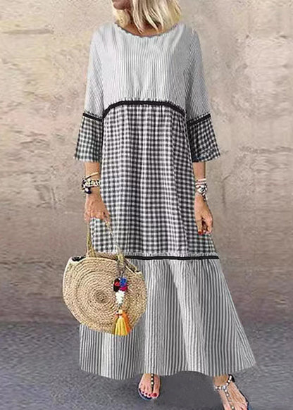 Summer Orange Geometry Print Short Sleeve Dress