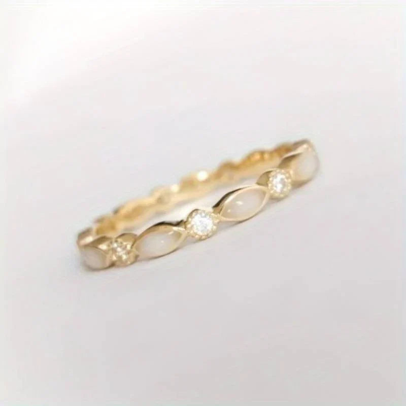 White Opal Zirconia Ring