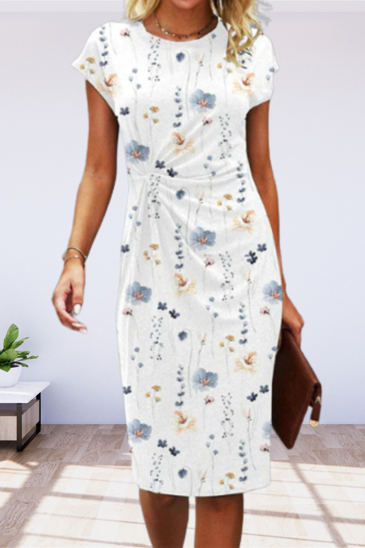 CD | Rochie midi cu model floral și față răsucită