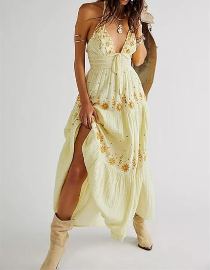 CD | Rochie maxi brodată boemă
