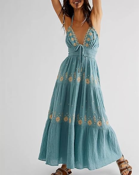 CD | Rochie maxi brodată boemă