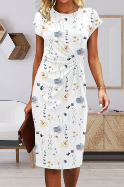 CD | Rochie midi cu model floral și față răsucită
