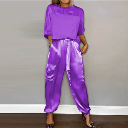 CD | Set elegant de top și pantaloni dantelați pentru femei
