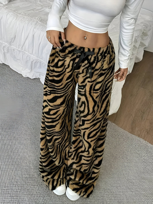 CD | Pantaloni largi eleganți cu model zebră pentru femei
