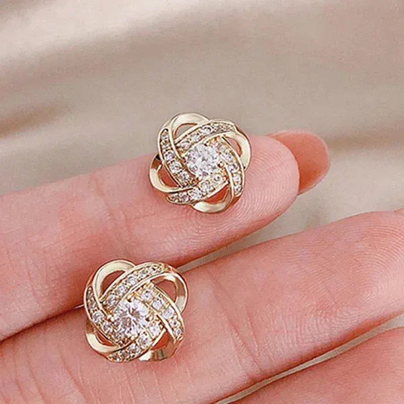 Spiral Flower Cross Earrings
