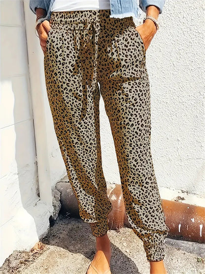 CD | Pantaloni cu imprimeu leopard pentru femei