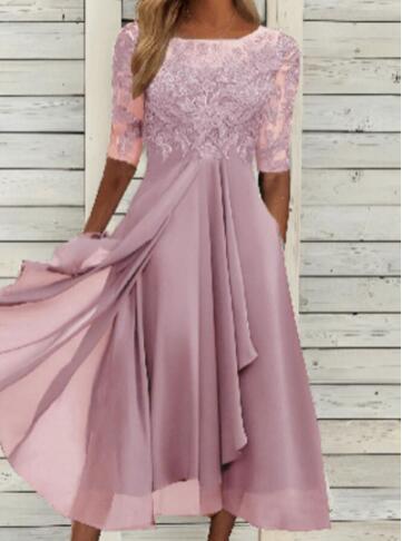 CD | Rochie midi din sifon cu mâneci transparente în lungime midi