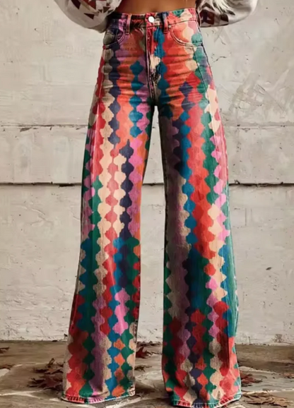 CD | Pantaloni largi cu imprimeu colorat