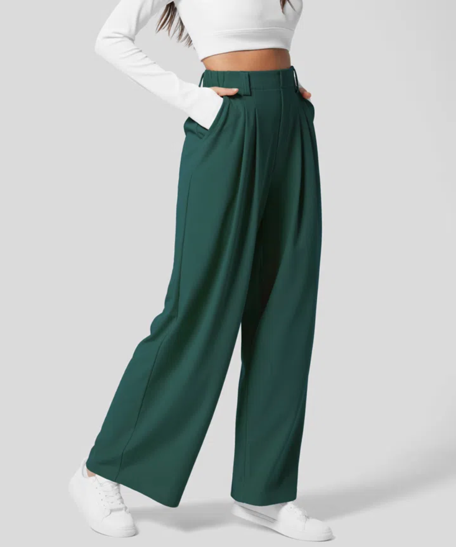 CD | Pantaloni elastici eleganți cu talie înaltă