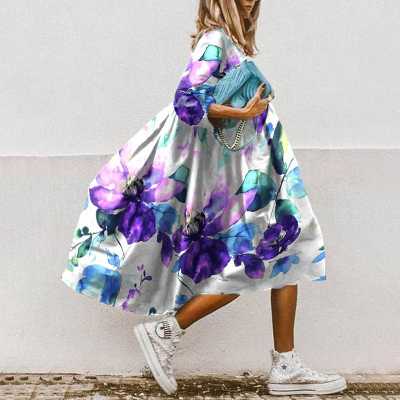 CD | Rochie midi fluidă cu model floral
