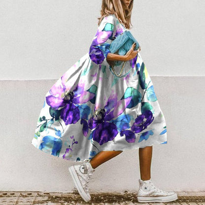 CD | Rochie midi fluidă cu model floral