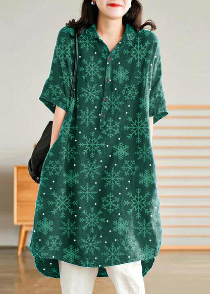 Jade Green Linen Linen Shirt Dress