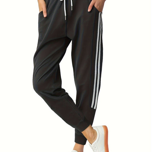 CD | Pantaloni de jogging din poliester pentru femei cu cordon și buzunare