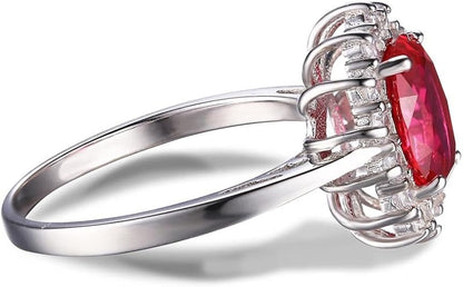 Ruby Halo Ring - White Gold