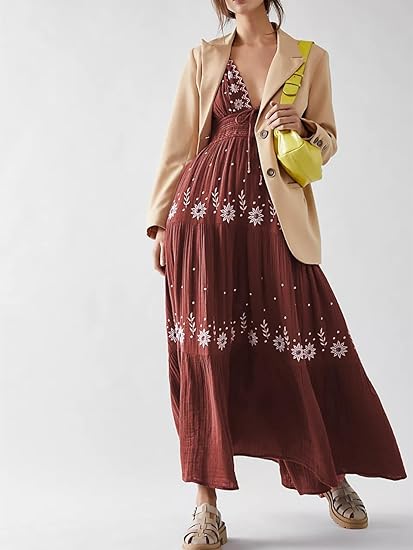 CD | Rochie maxi brodată boemă