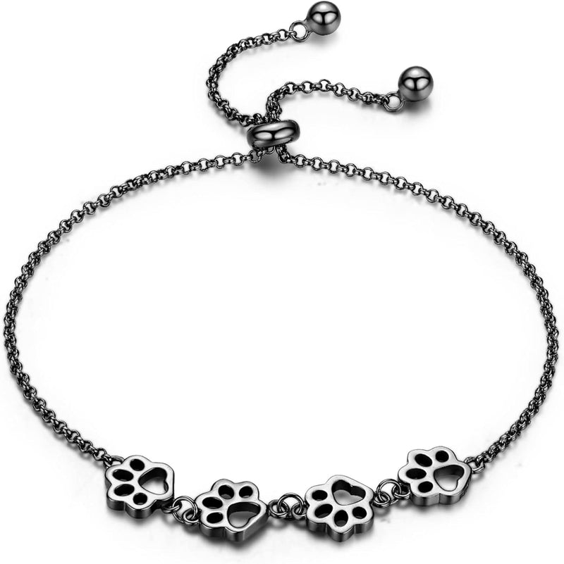 Sterling Silver Paw Print Bracelet ��� Adjustable Fit