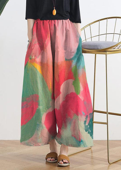 20 Summer Stitching Thin New Cotton and Linen Nude Wide-leg Pants