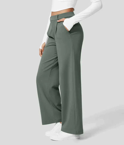 CD | Pantaloni stretch cu talie înaltă și picior drept pentru femei