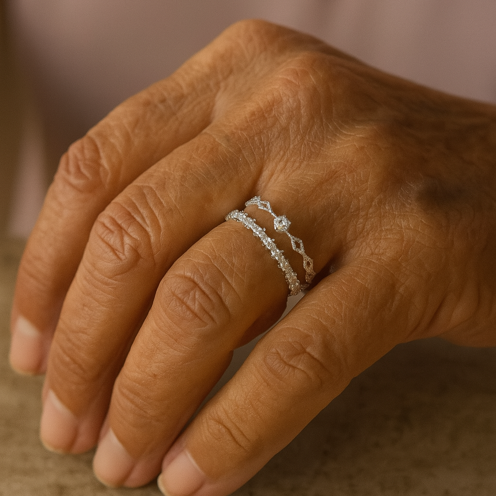 Elegant Adjustable Silver Zirconia Ring
