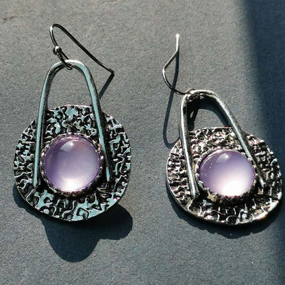 Boho Earrings With Purple Stones In Sterling Silver