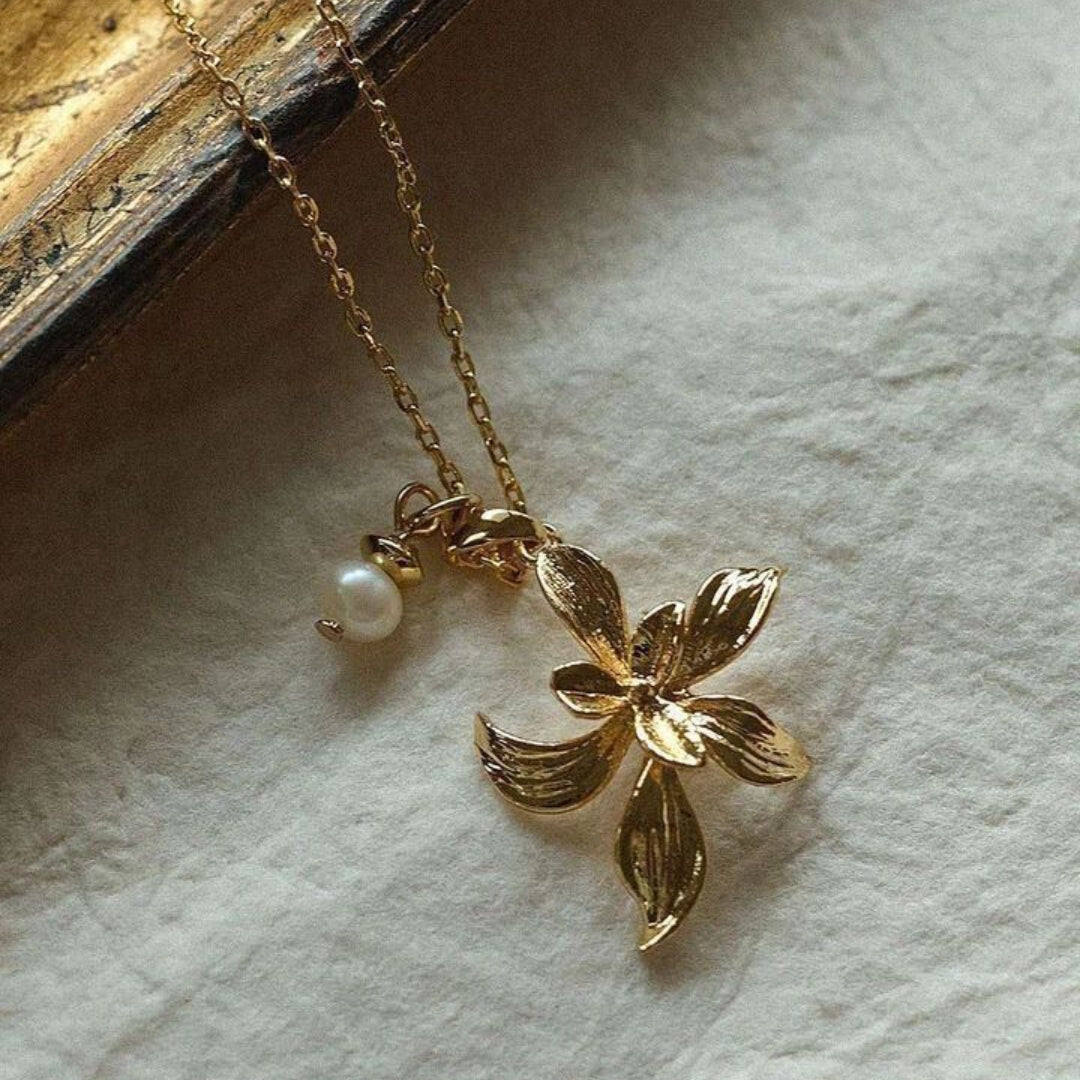 Golden Blossom Pearl Necklace