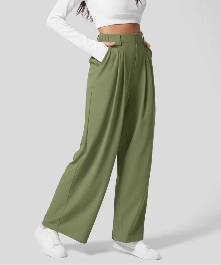 CD | Pantaloni elastici eleganți cu talie înaltă