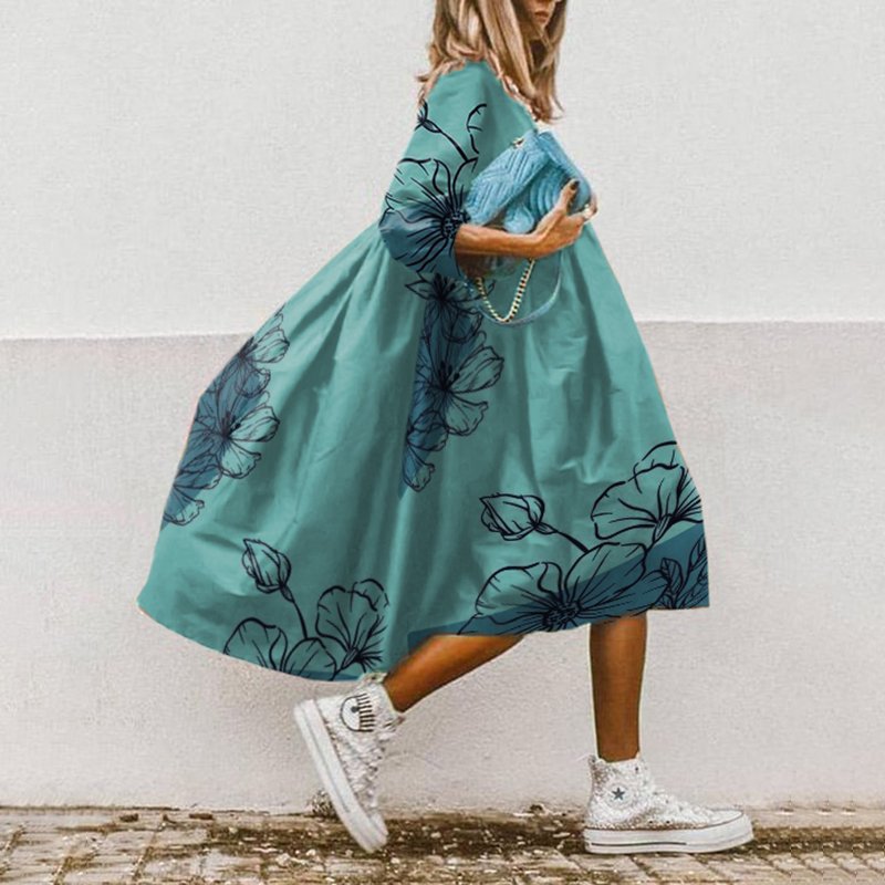 CD | Rochie midi fluidă cu model floral