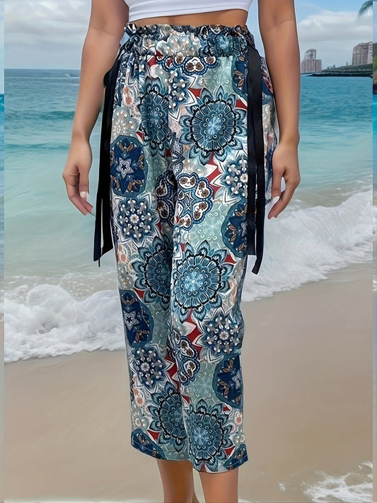 CD | Pantaloni boho cu talie elastică