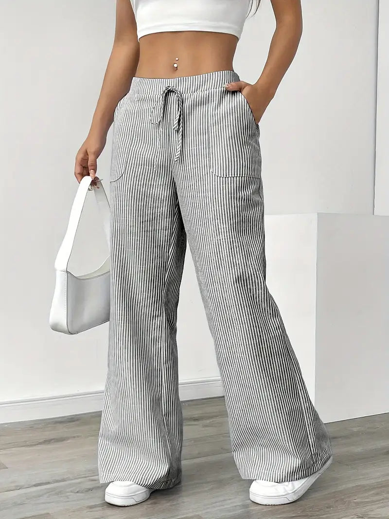 CD | Pantaloni eleganți cu dungi și buzunare